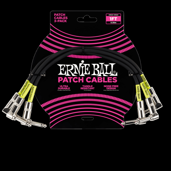 Ernie Ball 6075 1ft Patch Cable - 3 Pack