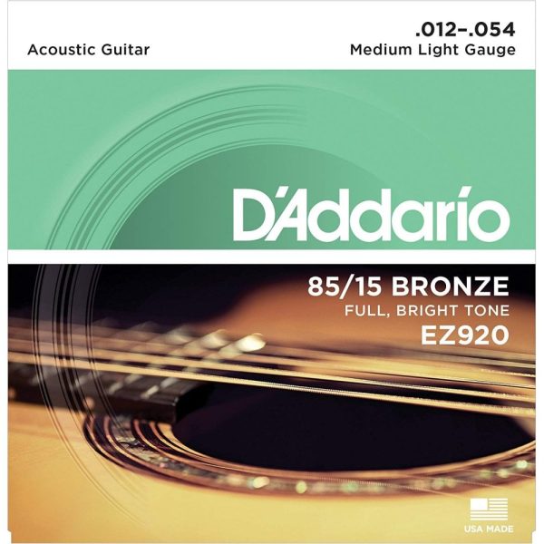 D'Addario EZ920 85/15 Bronze Medium Light Acoustic Guitar Strings 12-54