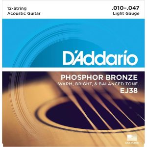 D'Addario EJ38 Phosphor Bronze 12-String Acoustic Guitar Strings