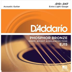 D'Addario EJ15 Phosphor Bronze Light Acoustic Guitar Strings 10-47