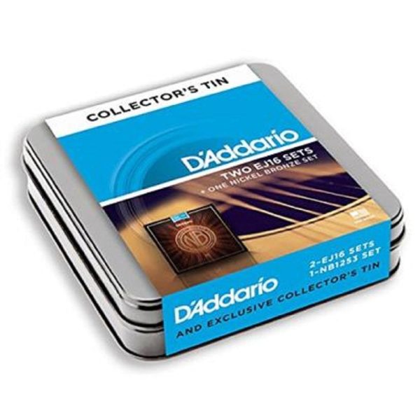 D'Addario DAUK05 Acoustic Guitar String Collector's Tin Containing 2x EJ16 And 1x NB1253