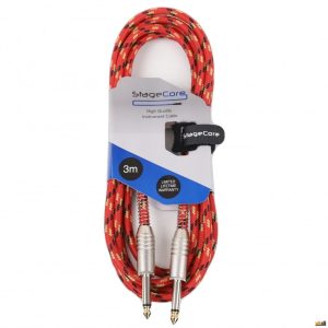 StageCore 3m Straight Jack Braided Instrument Cable - Red