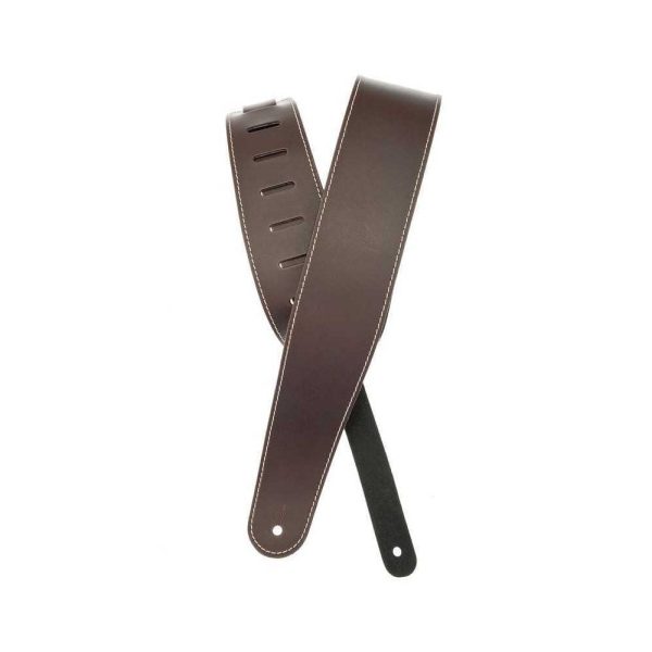 D'Addario Planet Waves 25LS01-DX Deluxe Leather Guitar Strap - Brown with Stitch