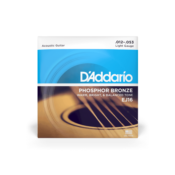 D'Addario EJ16 Phosphor Bronze Custom Light Acoustic Guitar Strings 12-53