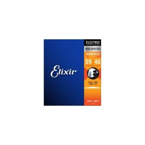 Elixir Nickel Plated Steel 09-46 Custom Light Nanoweb Coating Electric Guitar Strings