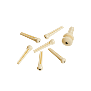 D'Addario Planet Waves Plastic Bridge Pins in Ivory with Ebony Dot - Pack of 7