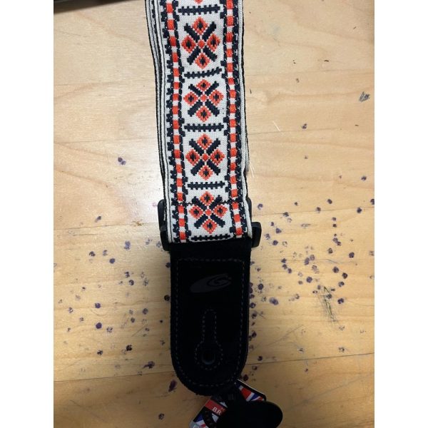 Leathergraft Jacquard Woven Guitar Strap - Red and White