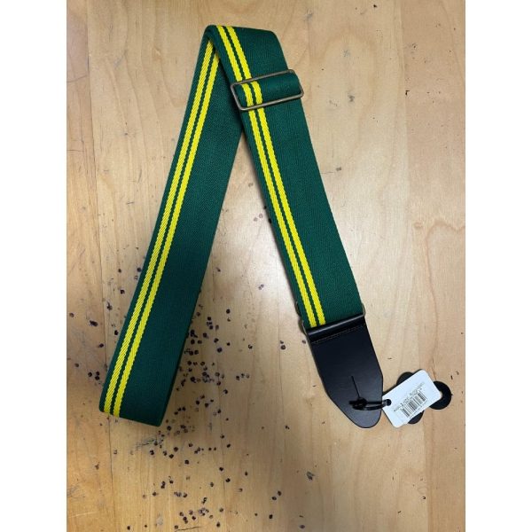 Leathergraft Cotton Racing Guitar Strap in Green & Yellow