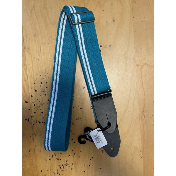 Leathergraft Cotton Racing Guitar Strap in Teal & White