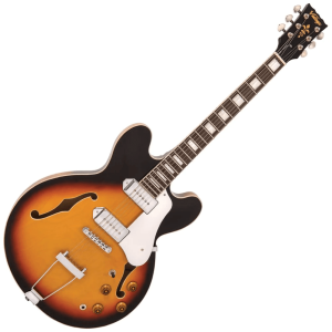 Vintage VSA500P Reissued Series Semi-Hollow Electric Guitar in Vintage Sunburst