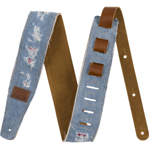 Fender x Wrangler Ripped Paisley Denim Guitar Strap in Indigo