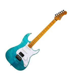 JET JS450OBL Single-Cut Electric Guitar in Ocean Blue With A Flamed Top