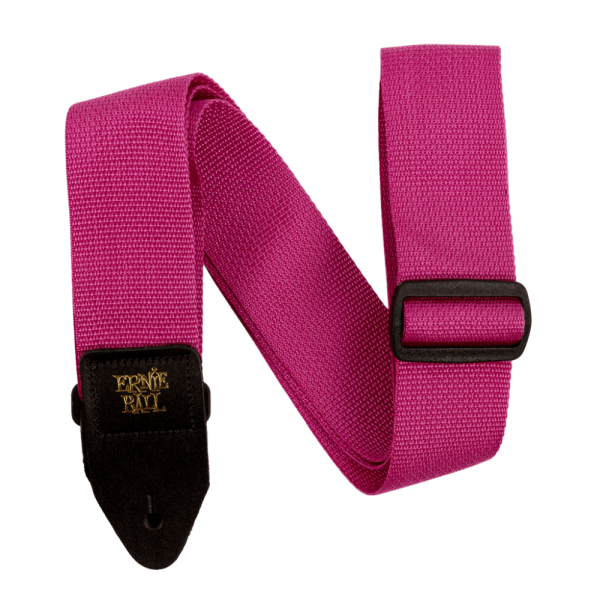 Ernie Ball Polypro Guitar Strap in Raspberry and Black