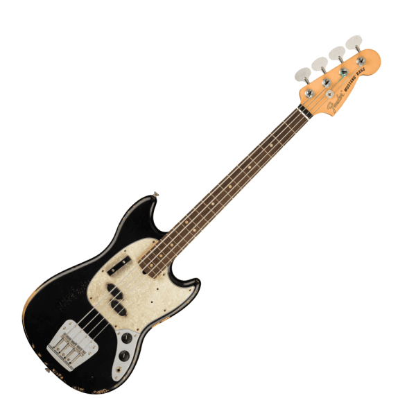 Fender Justin Meldal-Johnsen Signature Road Worn Mustang Bass Guitar in Black