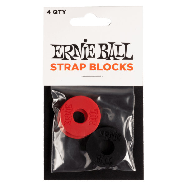 Ernie Ball Strap Blocks in Black and Red - Pack of 4