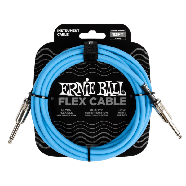 Ernie Ball Flex 10 Foot Instrument Cable in Blue