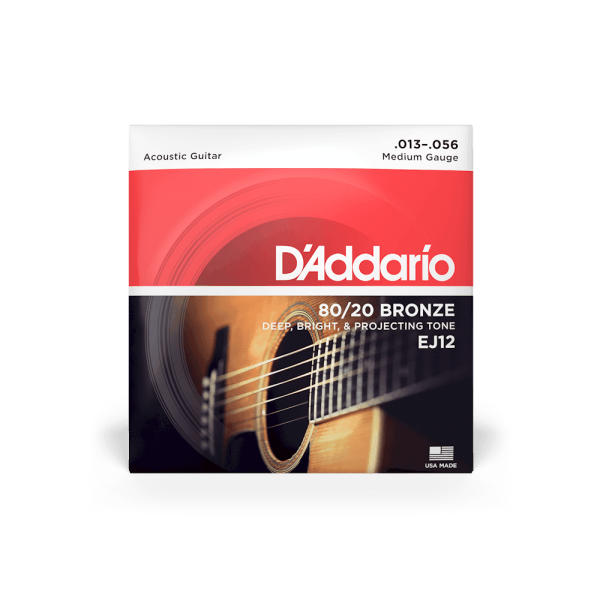 D'Addario EJ12 80/20 Bronze Medium Gauge Acoustic Guitar Strings 13-56