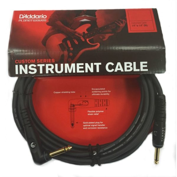 D'Addario Custom Series Angled Jack 10ft Instrument Cable - Black