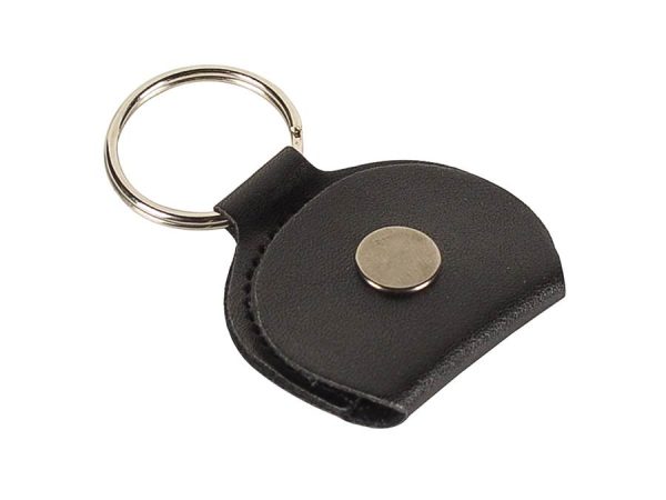 Rotosound Keyring and Guitar Pick Holder, Black Leather