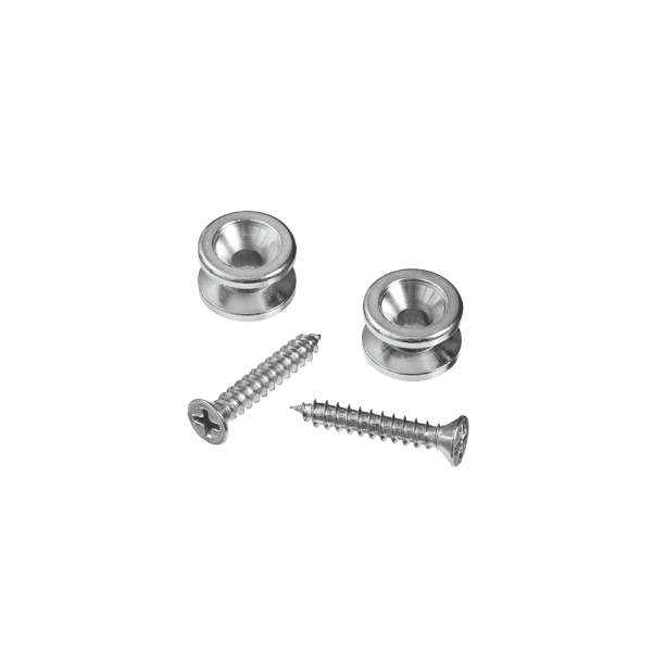 D'Addario Solid Brass End Pin Strap Buttons, Chrome, Pack of 2