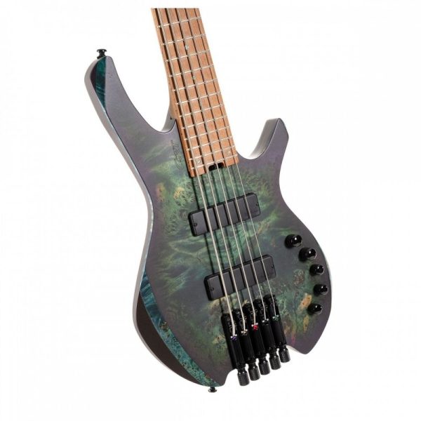 Cort Artisan Space 5 Headless Bass Guitar, Star Dust Green