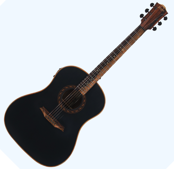 Bromo BAT9ME Tahoma Series Hillside Round-Shouldered Dreadnought Solid Top Electro-Acoustic Guitar, Black